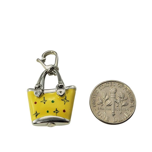 Vintage 18 Karat White Gold and Enamel Handbag Charm #11564 - Picture 7 of 7